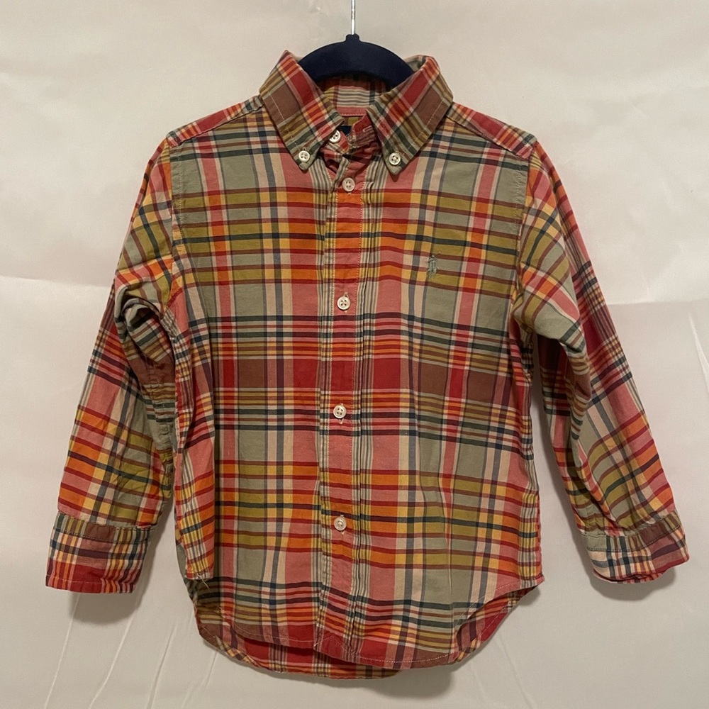 Ralph Lauren Boys Button Down Red/Green/Yellow Plaid 2T